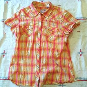 Roper L blouse western top short-sleeve snap front